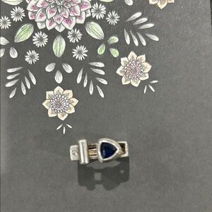 Elegant sterling silver and Blue Teardrop ring
